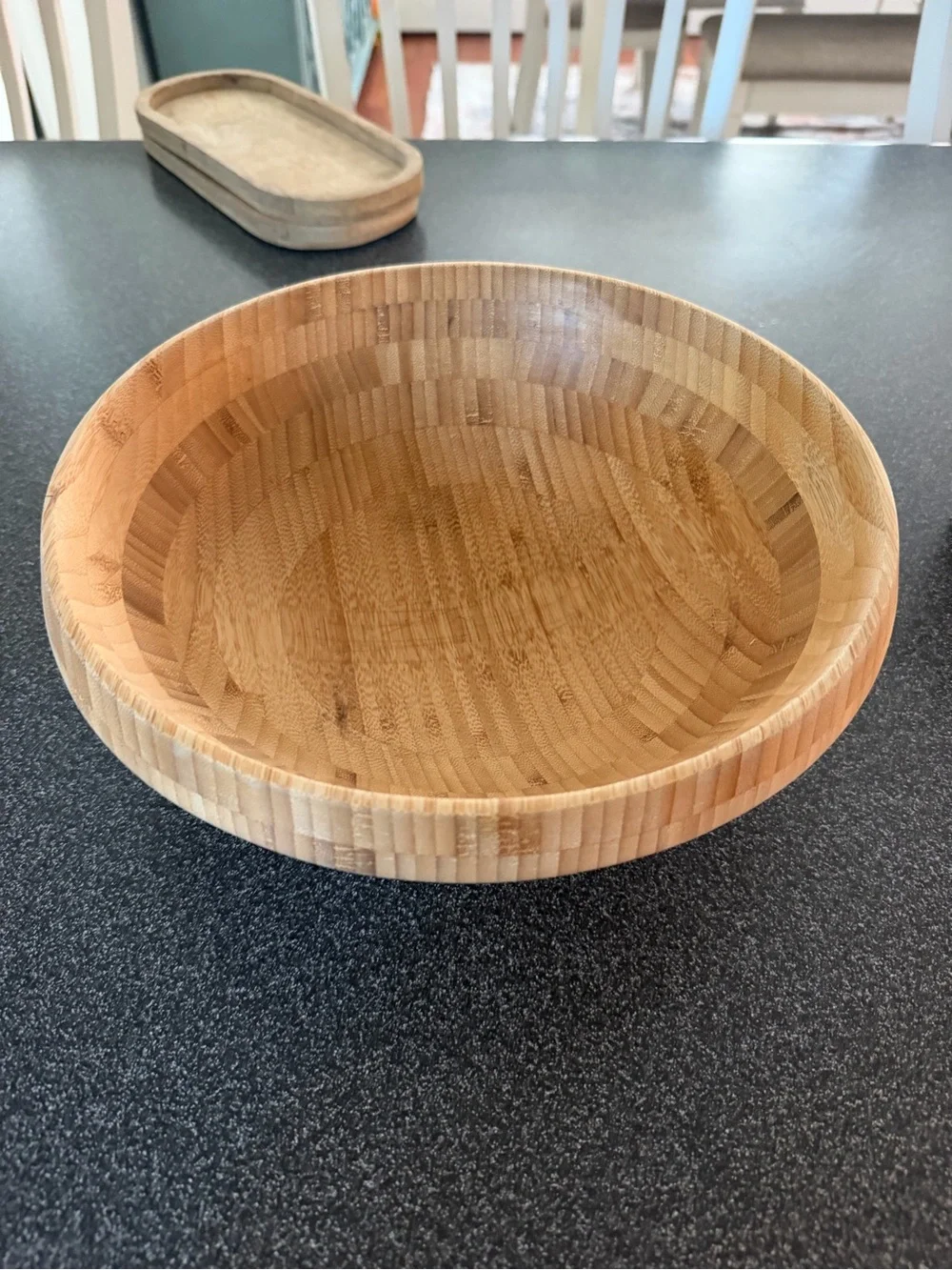 Natural Bamboo Serving Bowl - Eco-Friendly Tan Wood